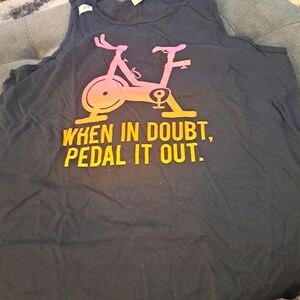 Black Tank Top with Pink and Yellow Graphic